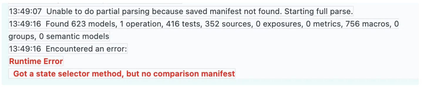 Saved manifest not found error